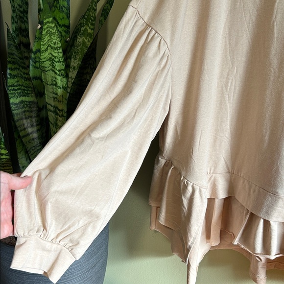 Cream Oversized Layered Long Sleeve Top - Picture 5 of 7